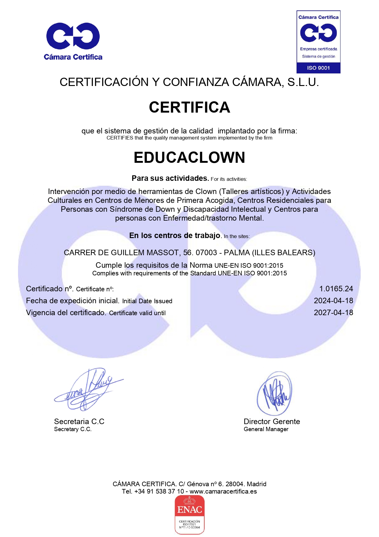 Implantación del Sistema de Gestión ISO 9001